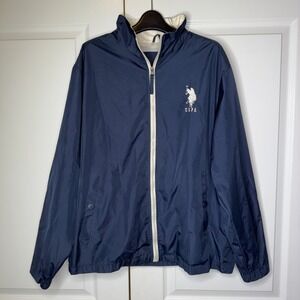 US Polo Assn. Windbreaker Jacket Men's Large Navy Full Zip Mesh Lined